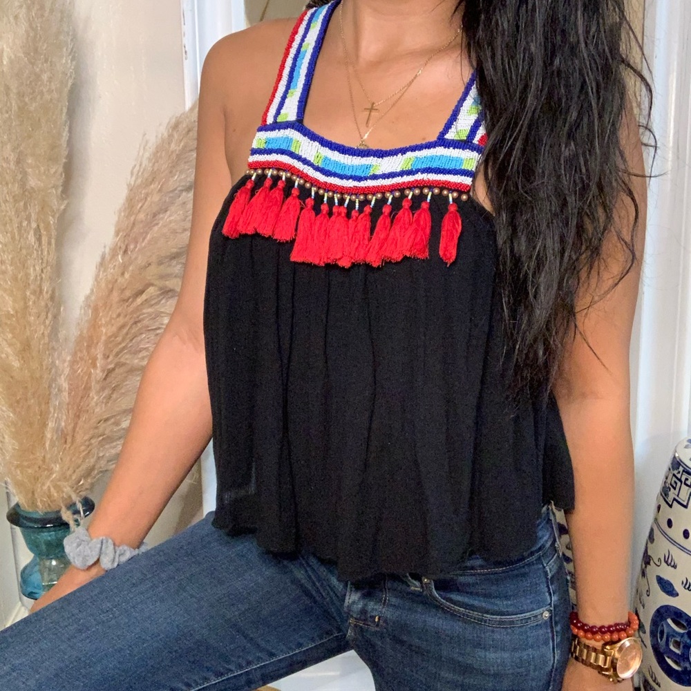 Hand Beaded Boho Tank Top